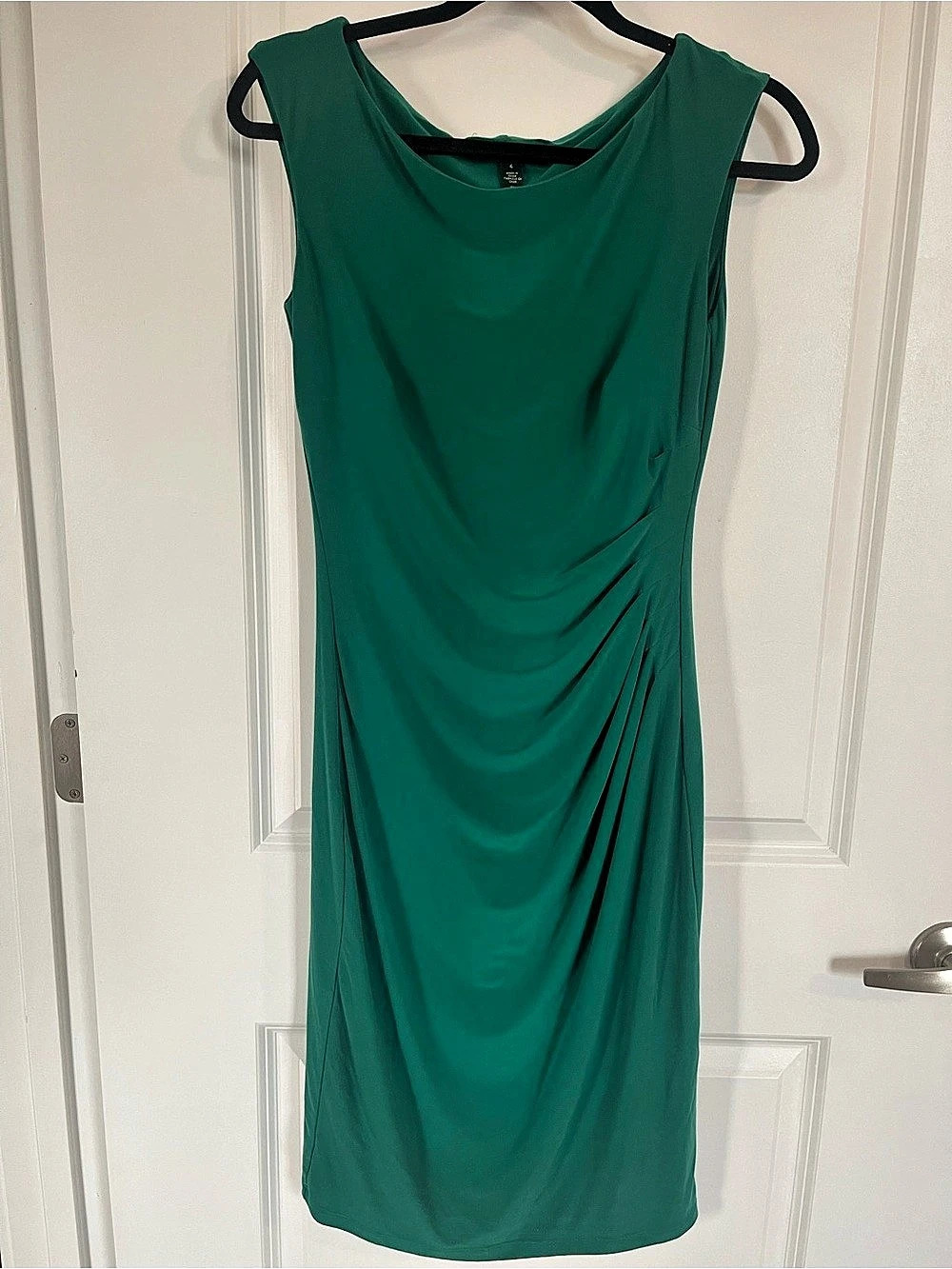 Lauren Ralph Lauren Cap-Sleeve Jersey Ruched Sheath Dress Green Size 4